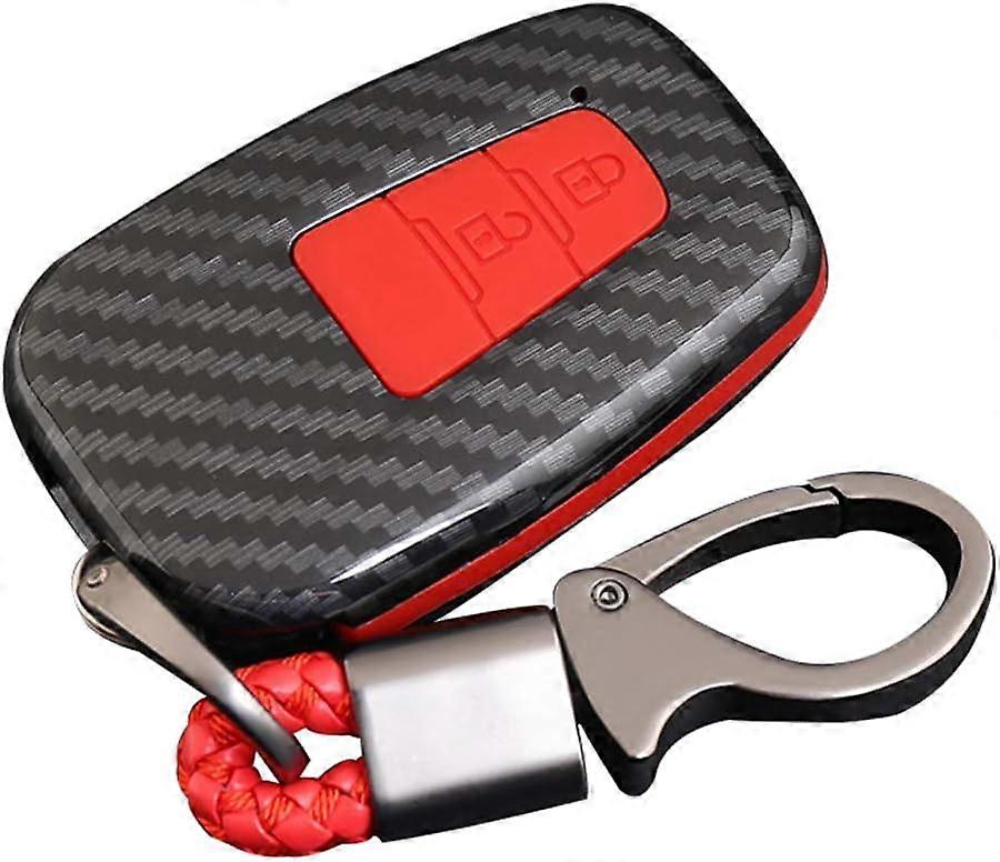 ABS Carbon Fiber Shell+Silicone Car Key Cover Cases Keychain for Toyota CHR C-HR 2017 2018 2019 Prius 2 Buttons Keyless Remote Control Accessories (Bl