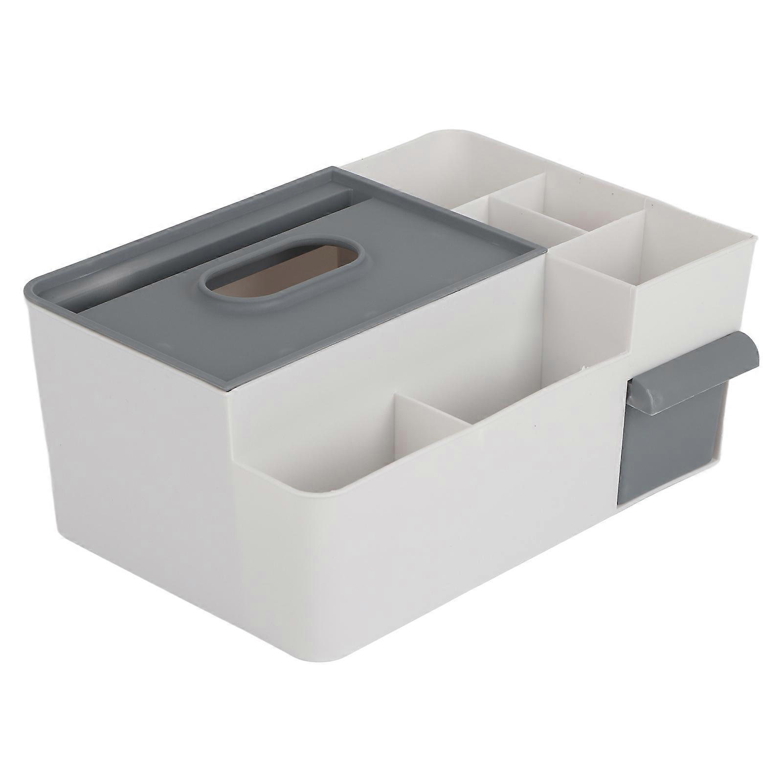 Tissue Box Holder Multi Functional Creativity Tissue Box Cover Coffee Table Paper Remote Control Storage Box for Home Light Grey with Dark Grey
