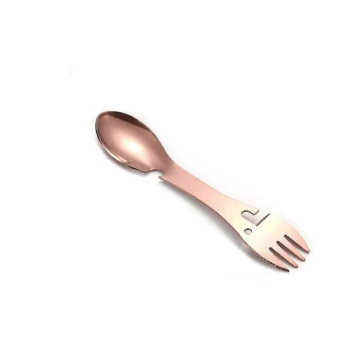 Camping Spork Bottle Opener, 5 In 1 Functional Stainless Steel Creative Multipurpose Metal Tableware
