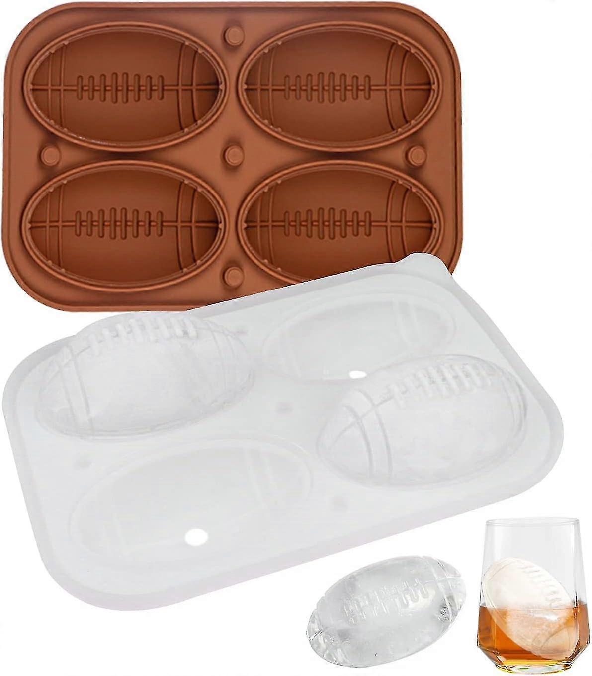 Sphere Ice Cube Mold, Rugby Ice Cube Mold, Silicone Oval Ice Mold Chocolate Mold With Clear Funnel-type Lid