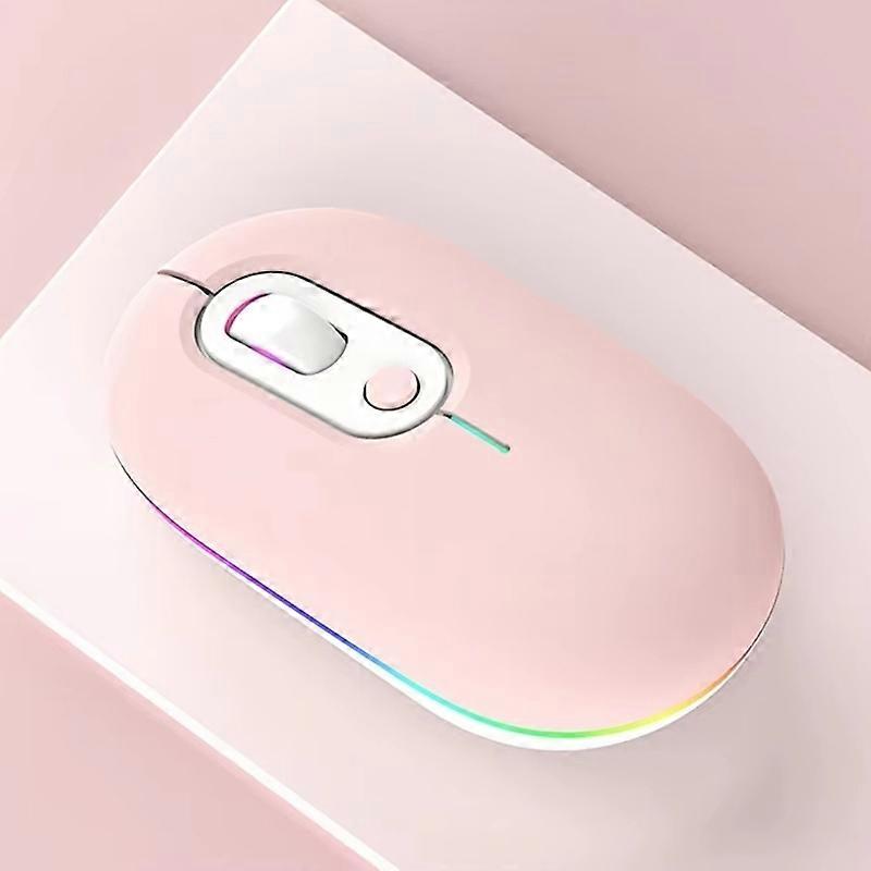 Rechargeable Illuminated Wireless Mouse 2.4G+Bluetooth Pink