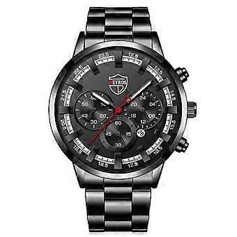 Moda Relógios Masculinos Luxo Homens Esportes Ouro Aço Inoxidável Quartzo Relógio de Pulso Homem Negócios Casual Relógio de Couro  