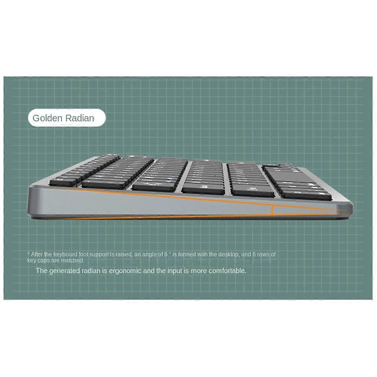 Wireless Keyboard and Mouse Kit Rechargeable 2.4G Blue Tooth Combination Keys for IOS/Android/Windows Keyboard Gray