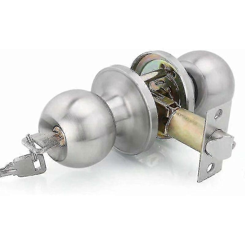 Door Handle, Round Knob Lock Door Lock, Key Lock, Latch Size 70mm