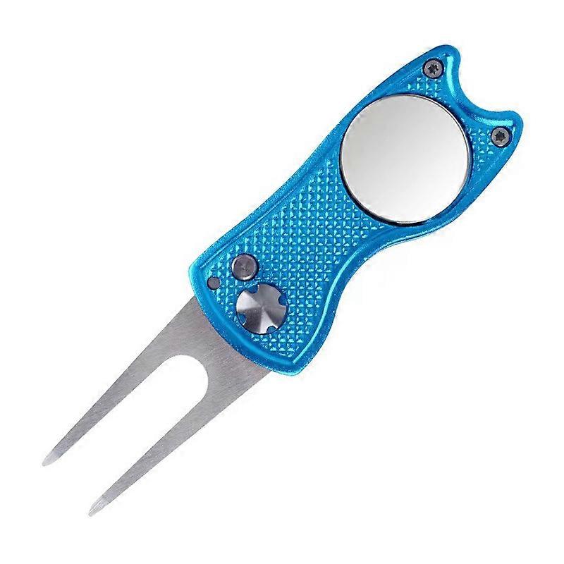 2 Blue Golf Divot Repair Tool Golf Fork 2 Pieces Golf Divot Tool for Golfer Training Accessories + 2Pcs Knob
