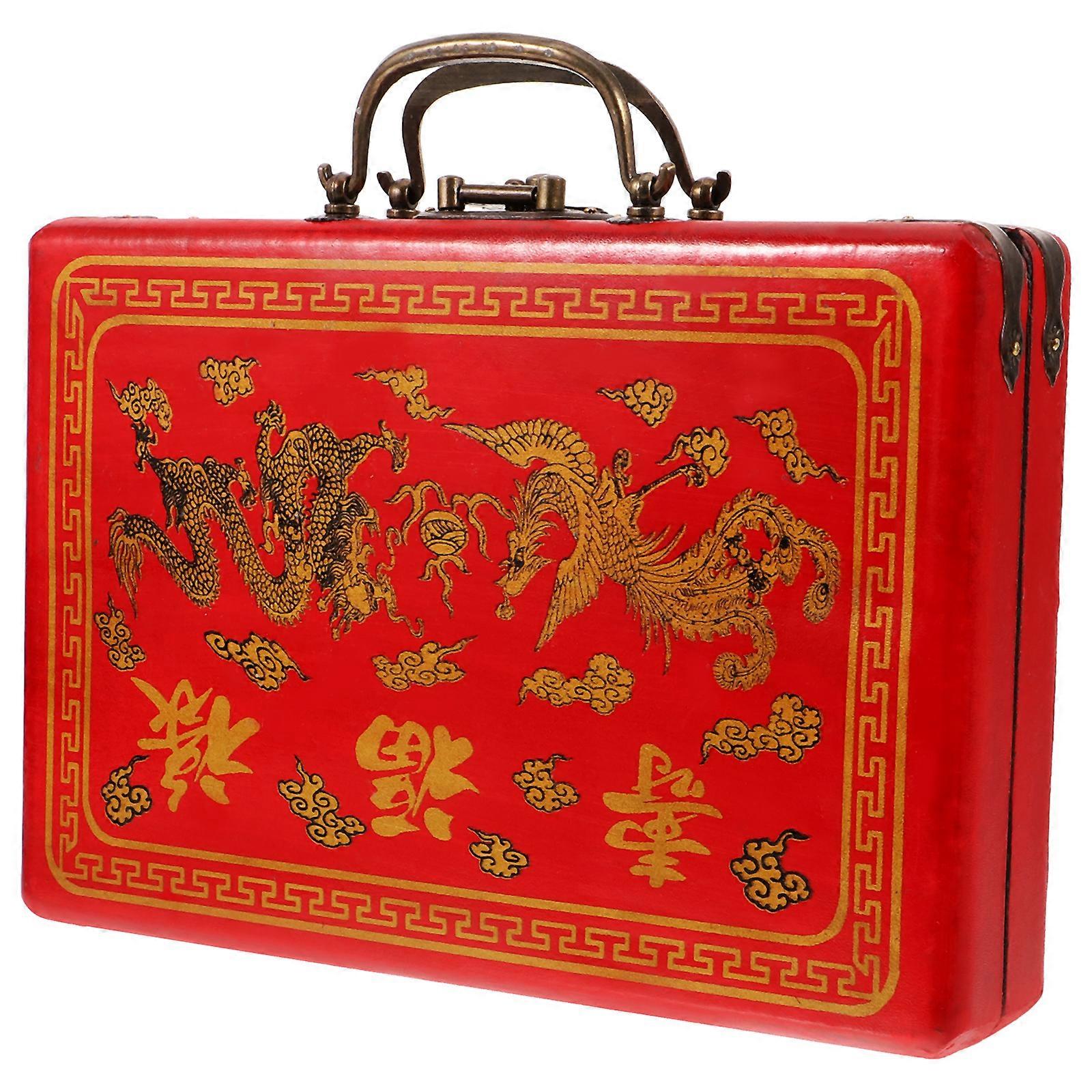Chinese Mahjong Box Traditional Mahjong Tiles Storage Box Empty Rectangle Storage Box