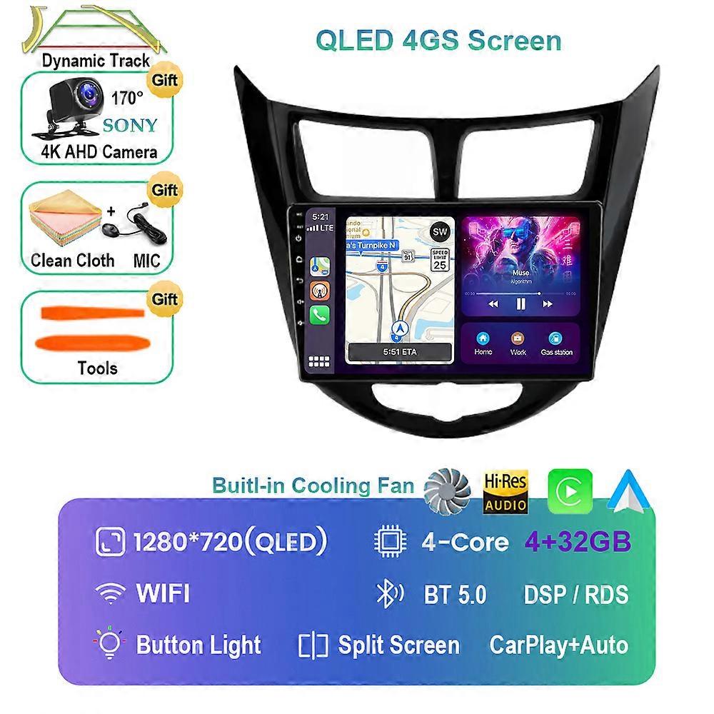 Android 13 Car Radio For Hyundai Solaris Verna Accent 1 2010 - 2016 Multimedia Video Player Navigation GPS 2 Din 4G WIFI BT QLED