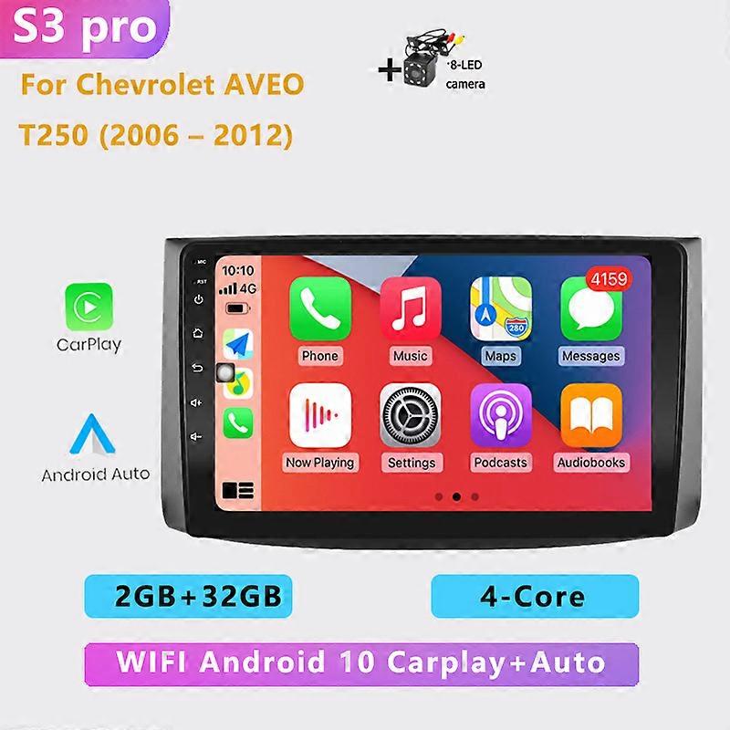 Android 10.0 auto Car Radio GPS Navigation Multimedia Player 4G+WiFi Carplay Video 2din for Chevrolet AVEO T250 2006 - 2012