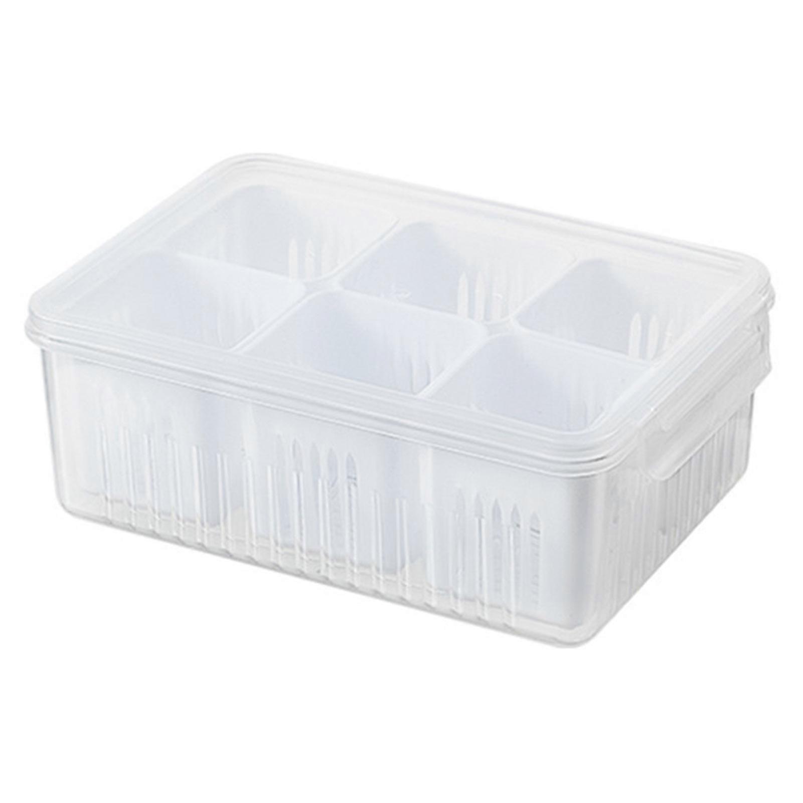6-Compartment Airtight Food Storage Container Freshness High-Quality PP Material Drip Hole Refrigerator Organizer Jikaixiang