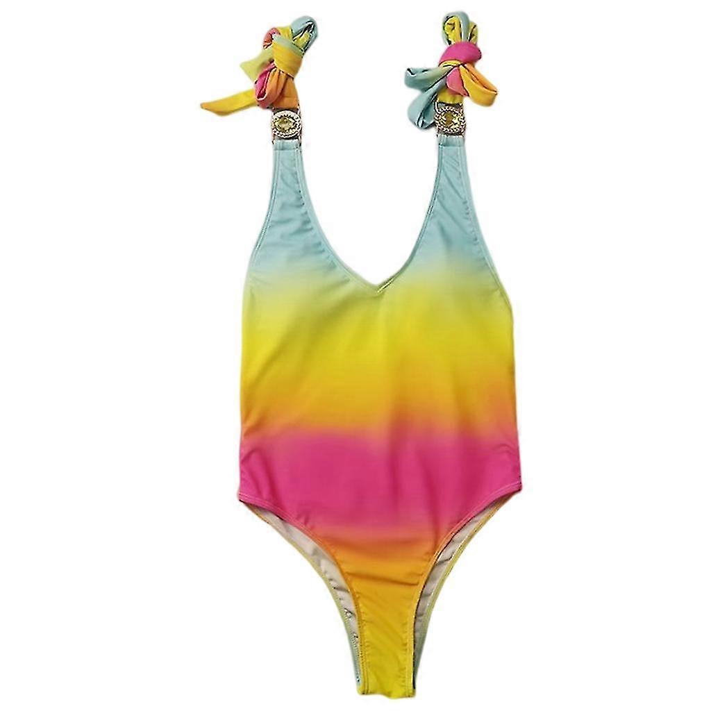 Femmes Cross Back Maillot de bain Dégradé Une Pièce Maillot de bain Bikinis à col V profond