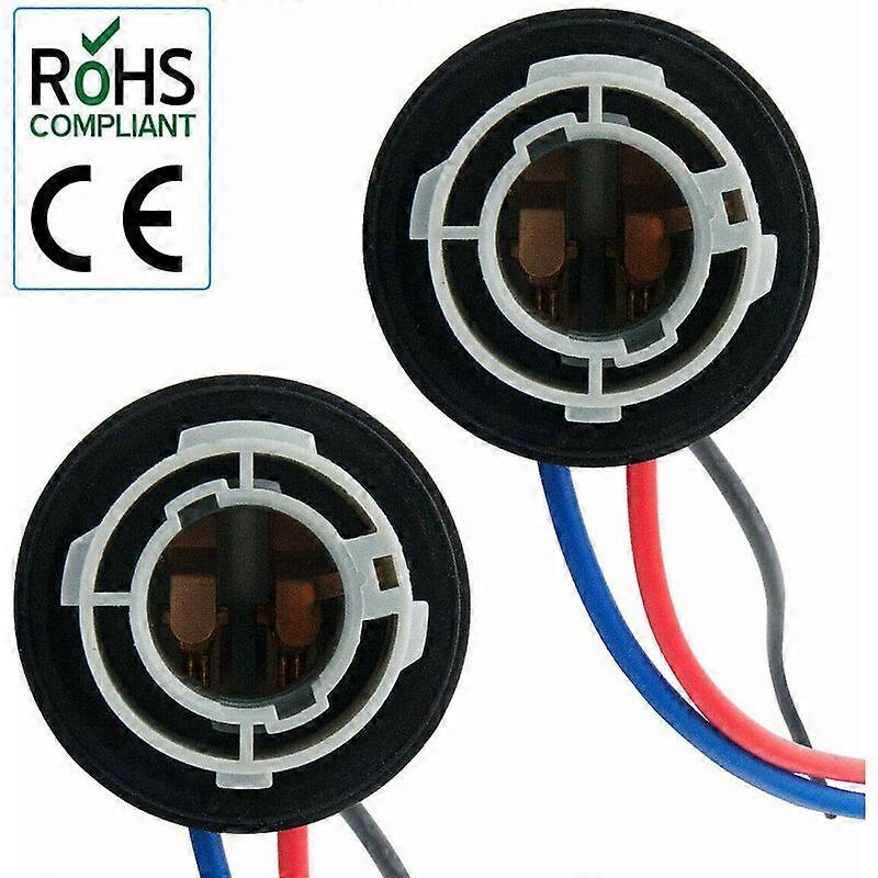 2 Pack 1157 BAY15D Bulb Socket P21 / 5W Plastic Brake Light Base Adapter Car Accessories