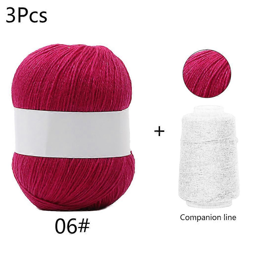unbrand 3 ensembles long fil de cachemire en peluche 50g + 20g / set fil à tricoter à la main anti-b