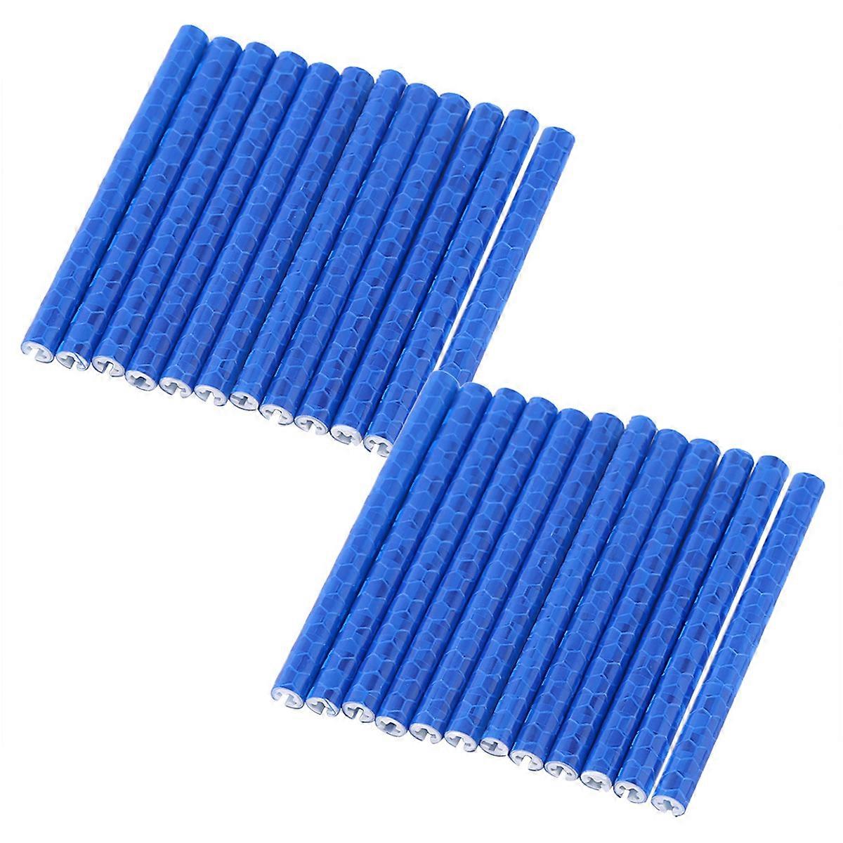 24pcs bicycle wheel color reflective spoke riding installation clamp Warning strip (blue)