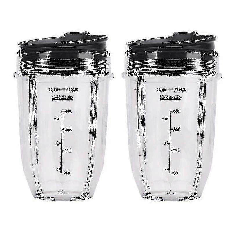 2 Pcs 18oz Replacement Ninja Blender Cups With Lid For Ninja Auto Iq Bl480 Bl642 Bl450 Bl682 Bl480 - JA