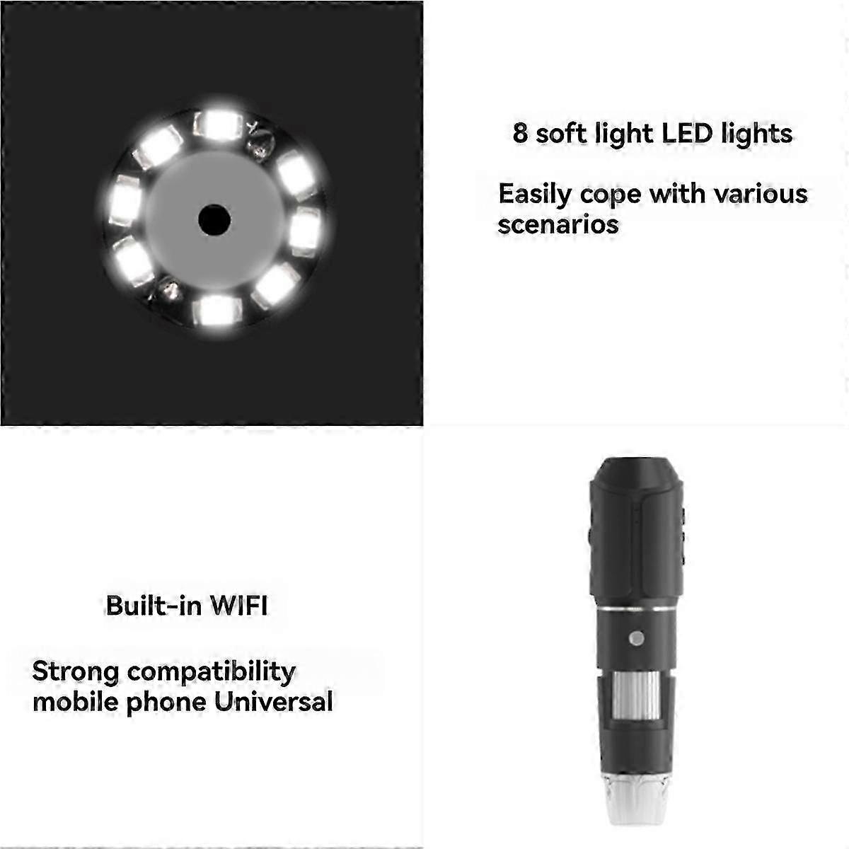 Wifi Digital Microscope 50x-1600x Hd Electronic Microscopes With Adjustable Stand 8led For Android/