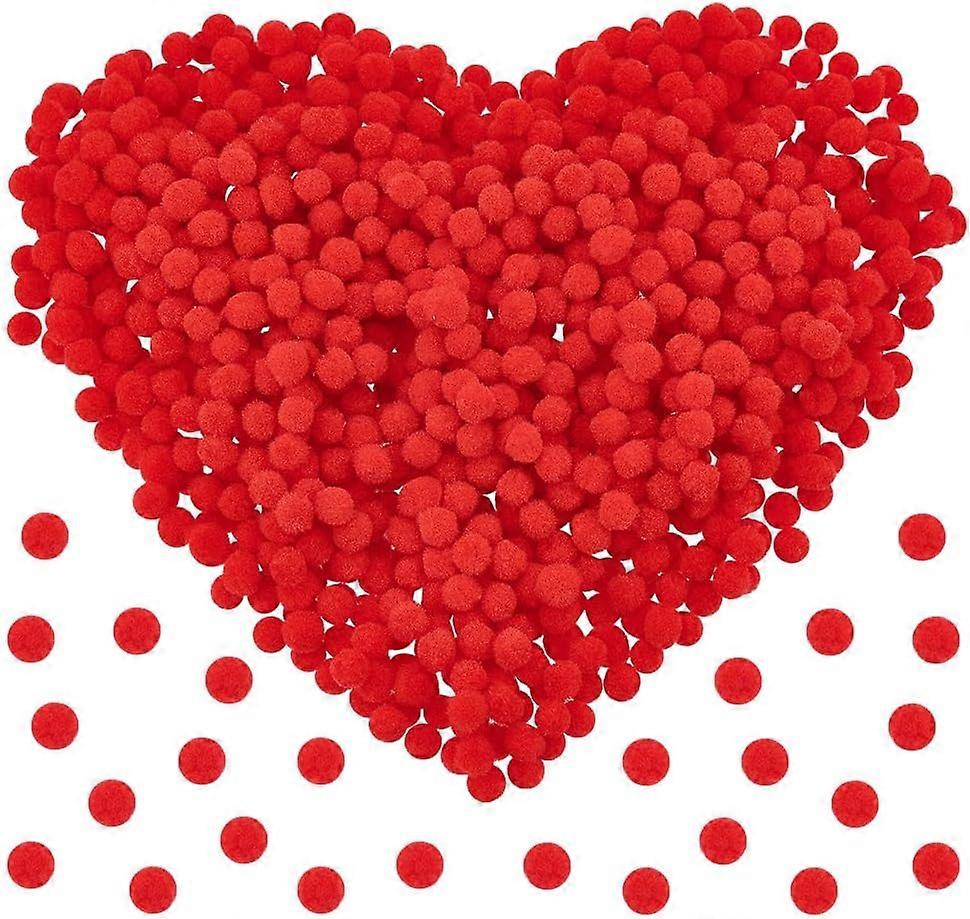 1000 Pieces Red Mini Wool Pompoms 10mm Crafts Balls Small Fluffy Pom Poms for DIY Creative Arts Crafts Christmas Project Hobby Supplies Party Holiday