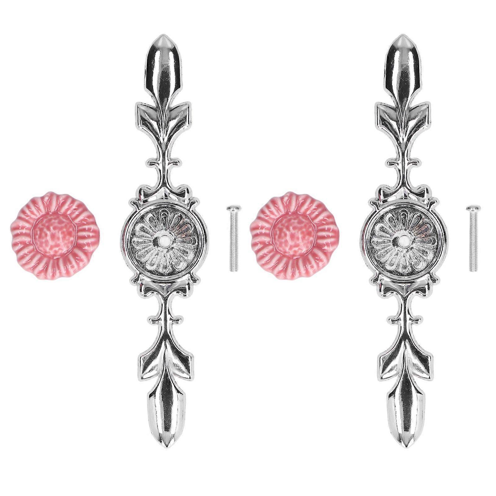 2 Set Drawer Knobs Pull Handles Ceramics Cabinet Decorative Knobs with Plate for Kitchen Bathroom Office Decoration1088D Sunflower