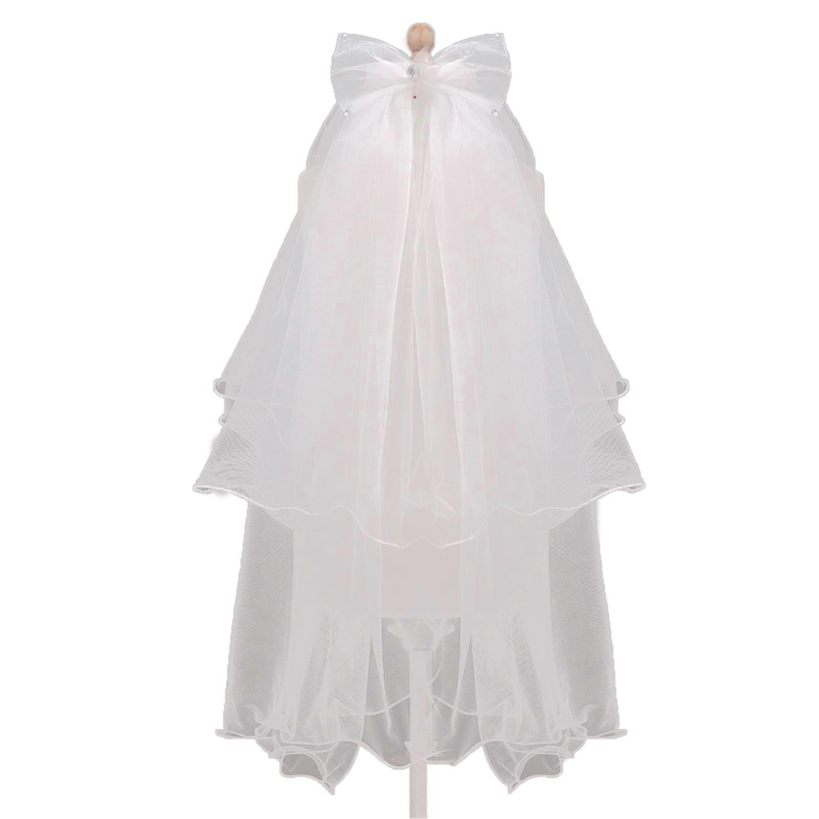 Double Layer Tulle Bridal Veil - Breathable and Flexible for Women, Bow Tie