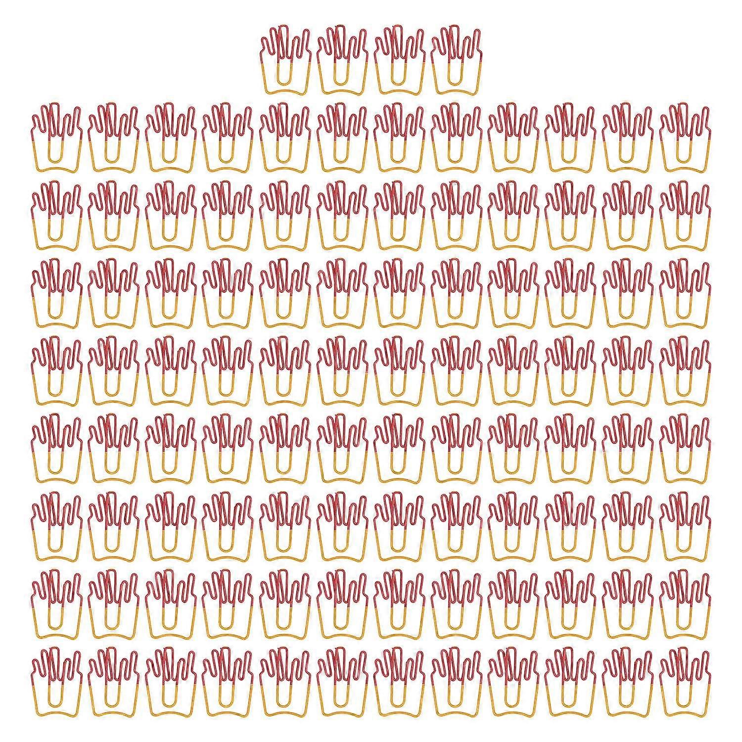 100Pcs Paper Clips Cute French Fries Shape Electroplating Process Lightweight Portable Metal Papercl