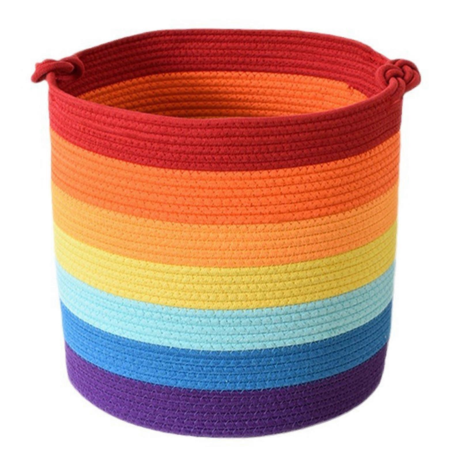 Large Capacity Cotton Rope Storage Box Convenient and Space Saving Storage Container Handwoven Cotton Rope Round Basket