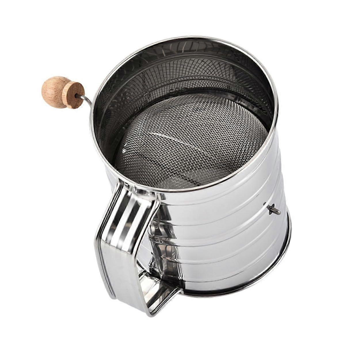 Stainless Steel Fine Mesh Flour Sifter 16 oz, Durable Baking Tool with Ergonomic Handle for Kitchen Use