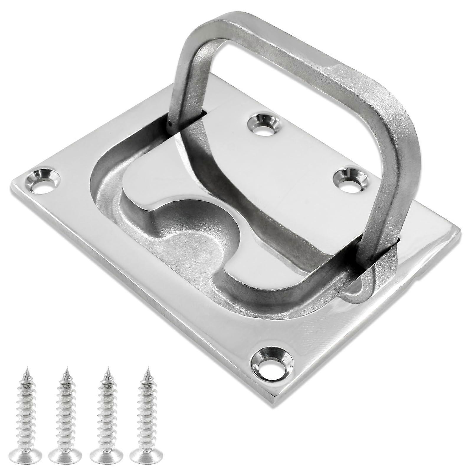 3" L x 2.2" W Stainless Steel Flush Ring Pull Handle for Cabinets, Drawers, and Furniture, Durable and Sleek Design