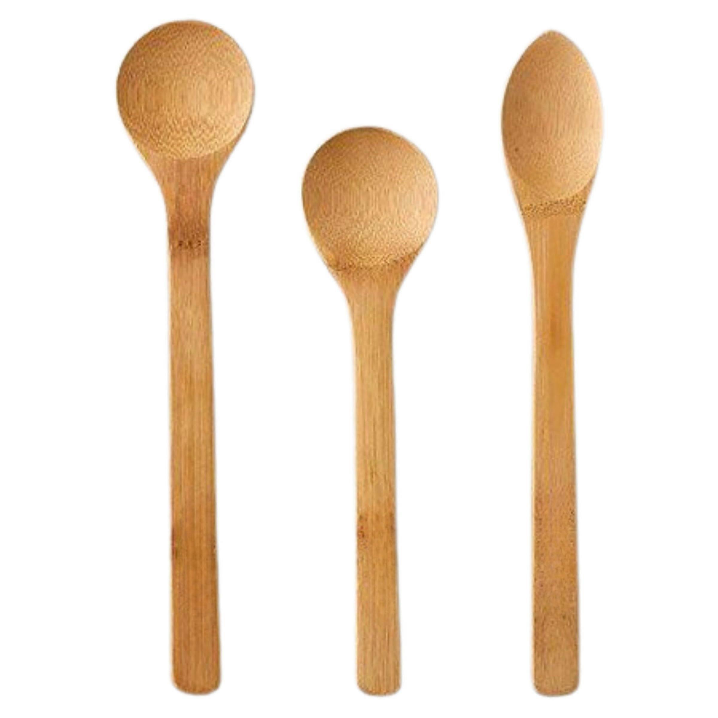 3 Piece Bamboo Wooden Spoon Set - Eco-Friendly Cooking Utensils for Non-Stick Cookware, Kitchen Serving, and Baking
