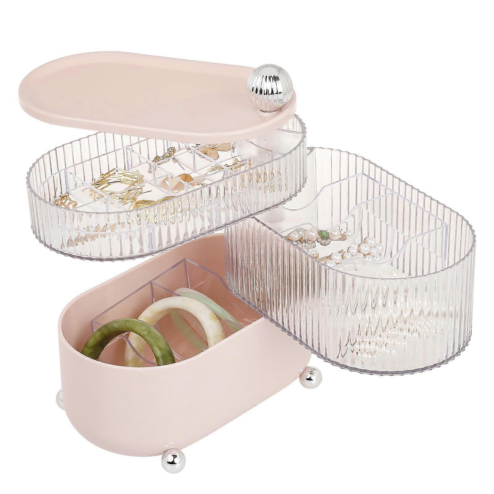 Rotating Jewelry Organizer - 3-Layer Tray with Lid for Earrings, Necklaces, and Accessories, Compact Design, Durable Material