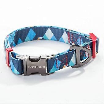 Dog Collar Soft Comfortable Poleyster with Safety Locking Buckle Adjustable for Small Medium Large Dogs and Cats Geometry Pattern for Outdoor Traning 