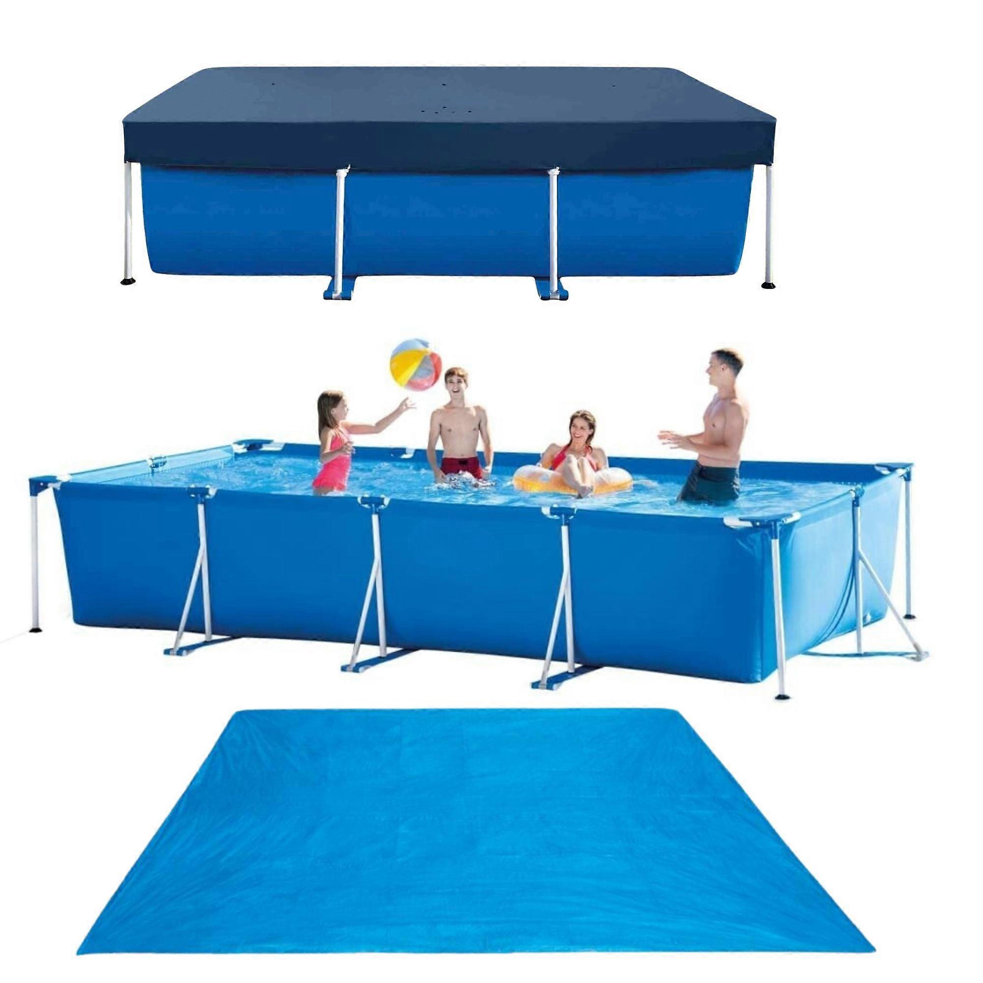 Intex Rectangular Metal Frame Pool 300 X200 X75 Cm With Cover And Ground Cloth
