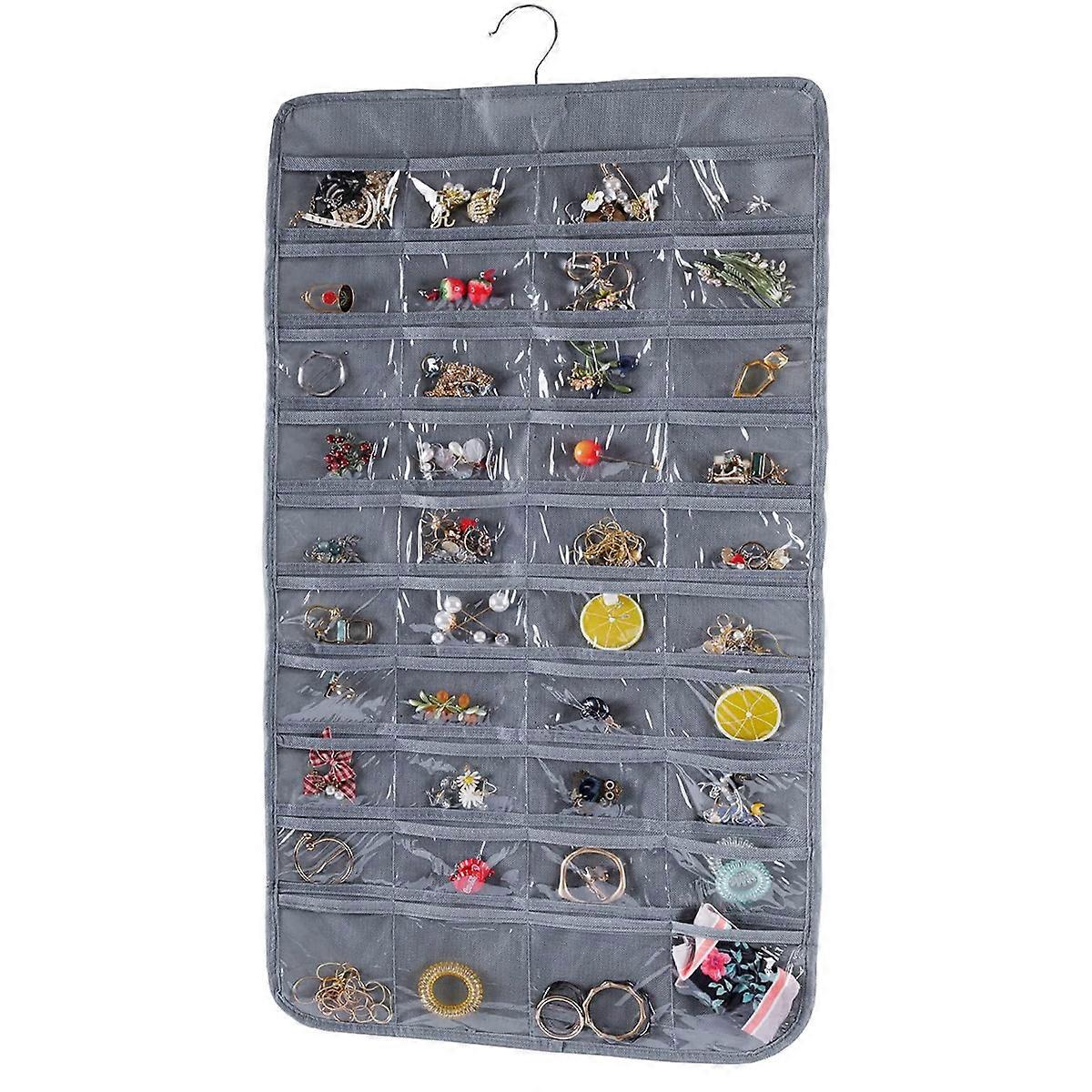 1pcs double-sided 80-grid storage bag - gray