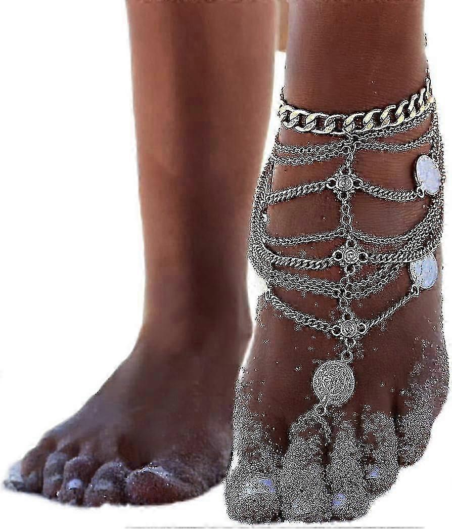 for Bohemia Guldmønt Rune Ankelkæde & Barfodssandaler - Boho Smykker til Kvinder på Strand Bryllupper