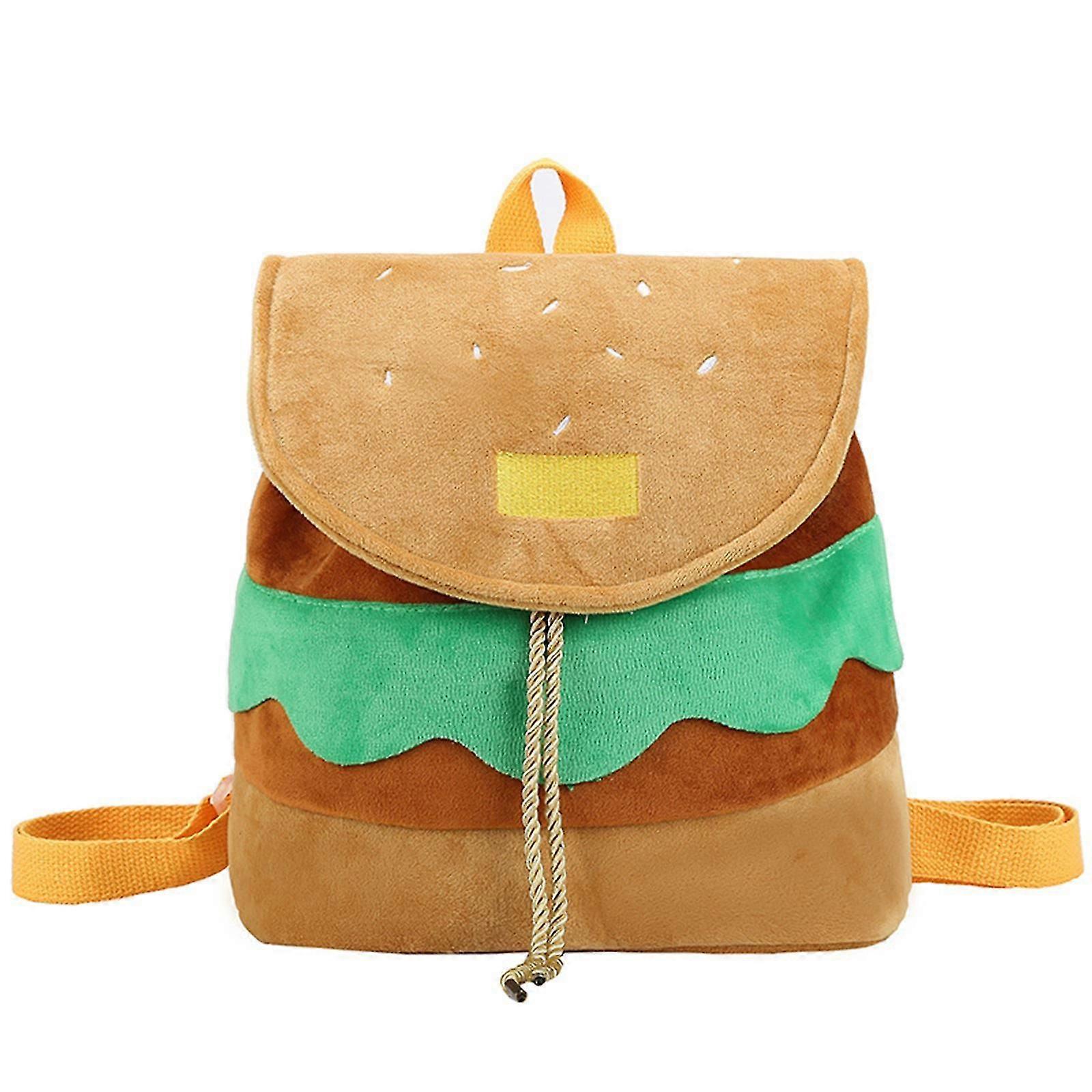 Women Backpack Hamburger Shape Drawstring Adjustable Daily Bag Multi-function Bag Pack