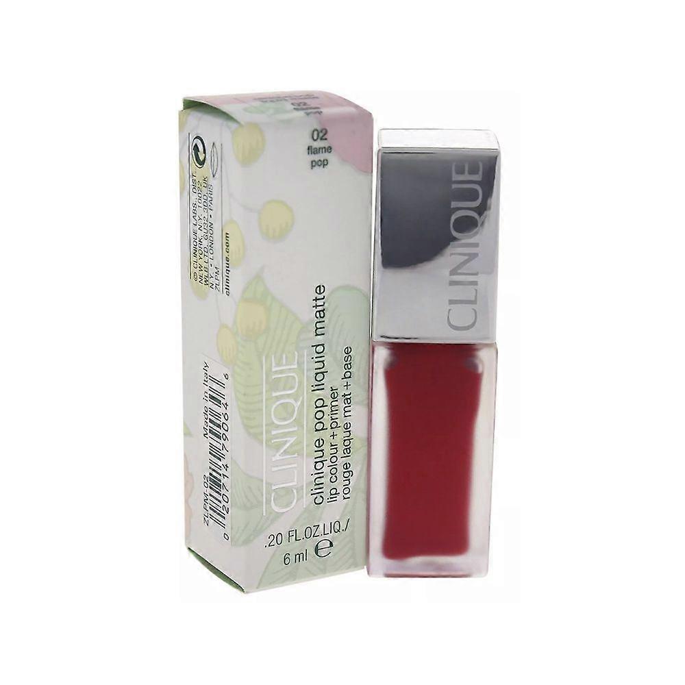 Clinique Pop Liquid Matte Lip Colour and Primer 6ml - 02 Flame Pop