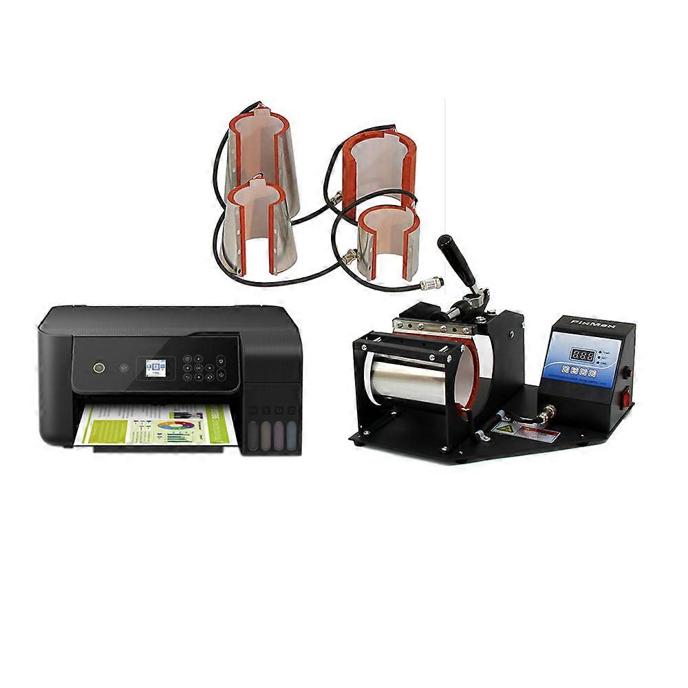PixMax Sublimation Mug Heat Press Machine Bundle, Printer, 5oz 7oz 11oz 12oz 17 oz Elements