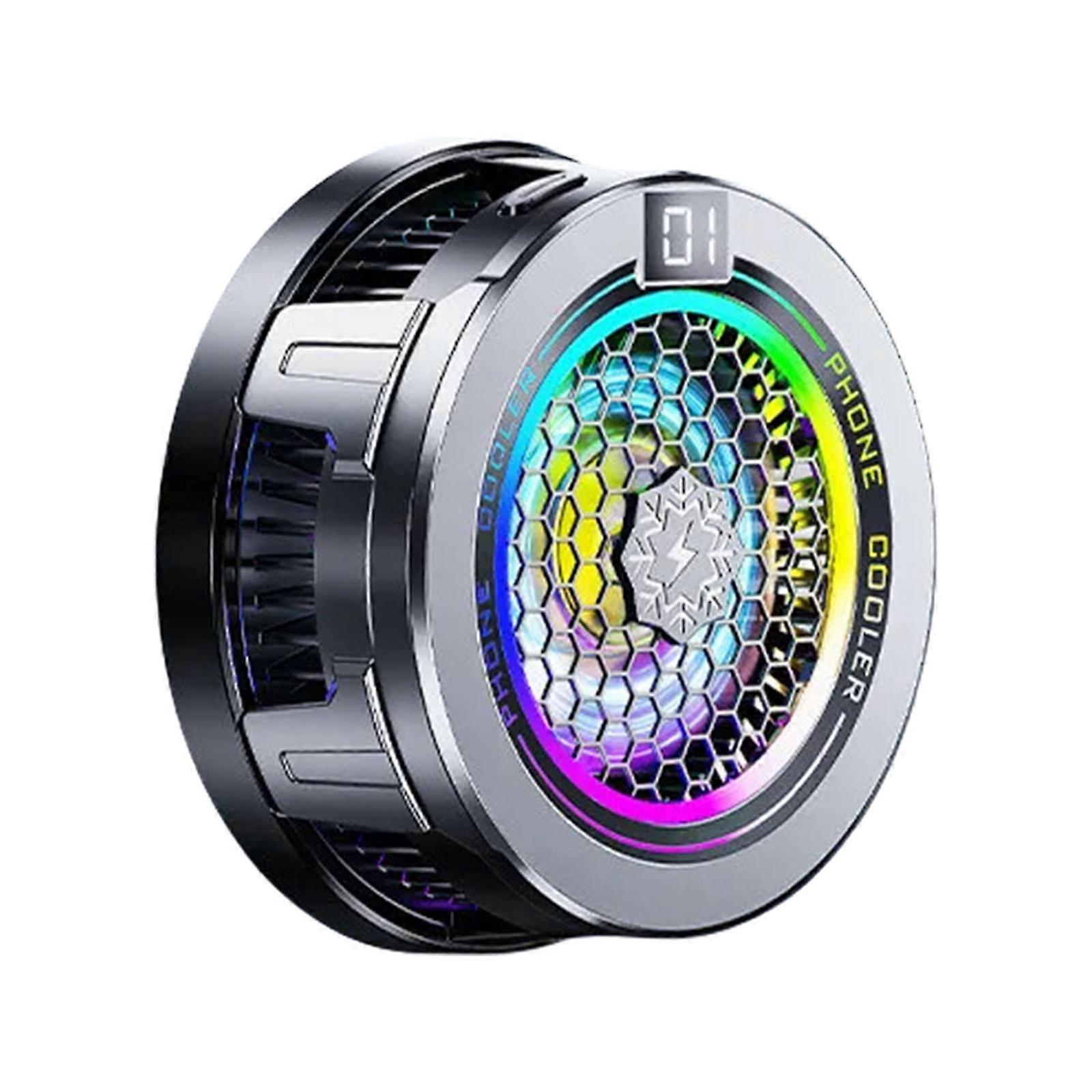 Phone Cooling Fan with Light Temperature Display for Game Live Low Noise Semiconductor Heat Sink Phone Cooling Fan  Silver