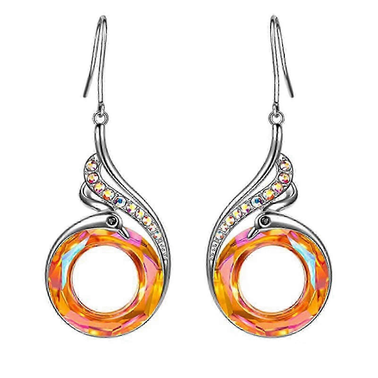 Nuevos pendientes Pendientes coloridos Crystal Peacock Creative Gradient Earrings