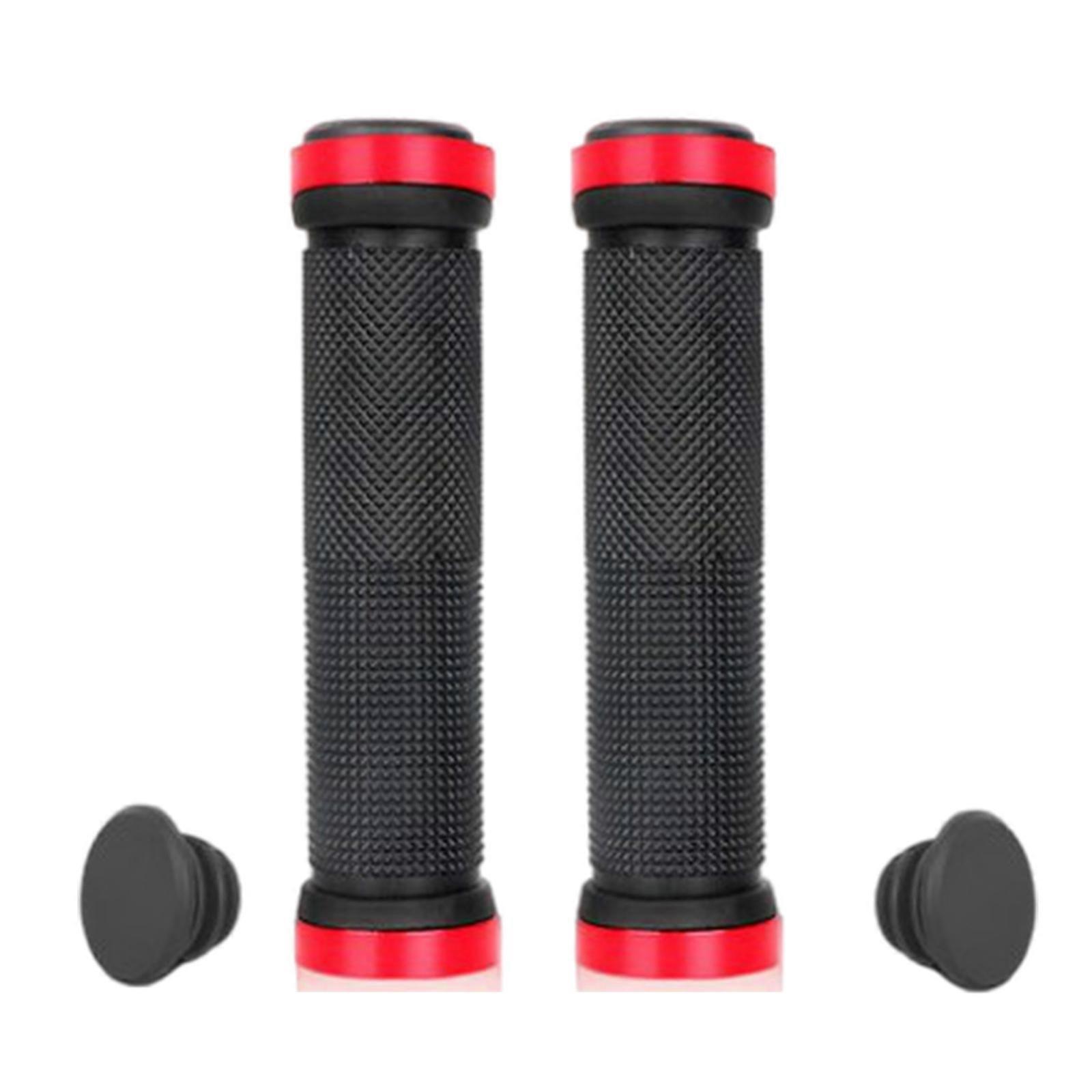 Double Locks on Bicycles Handlebar Comfortable Nonslip Bilateral Locks Cycling Handle Grips Mountain Bike Handbar Grips Red
