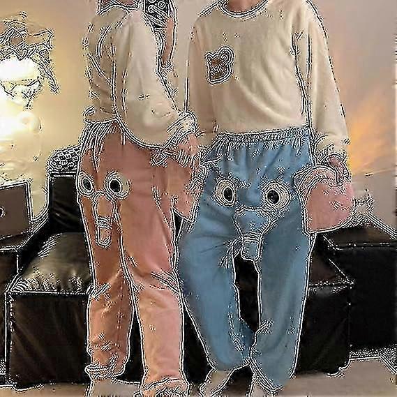Trunk pyjamabroek heren, olifant pyjamabroek, cartoon pyjamabroek HL roze flanel