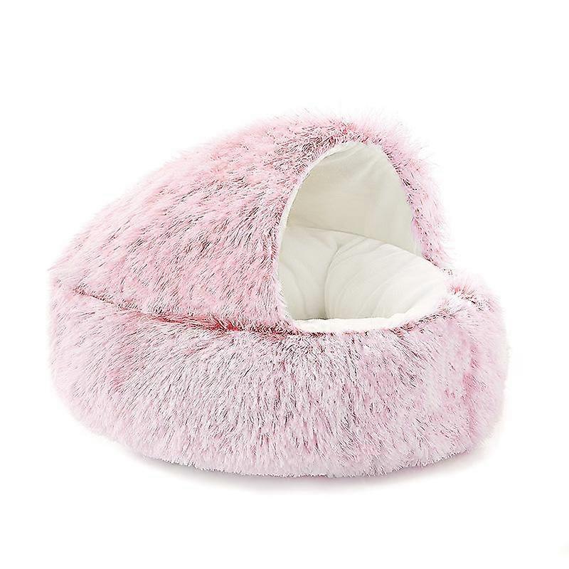 Cat Bed Round Plush Fluffy Hooded Cat Bed Cave Cozy for Indoor Cats or Small Dog beds Doughnut Calm Anti-nxiety Dog Bed