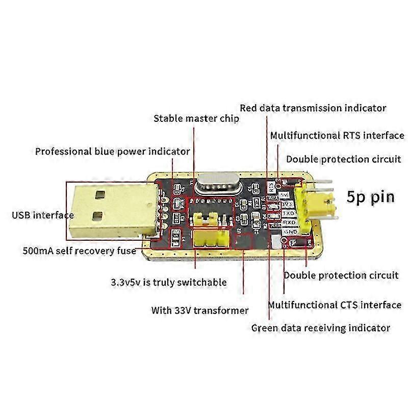 1 قطعة CH340G RS232 USB إلى TTL وحدة التحويل UART المنفذ التسلسلي STC Dowanloader