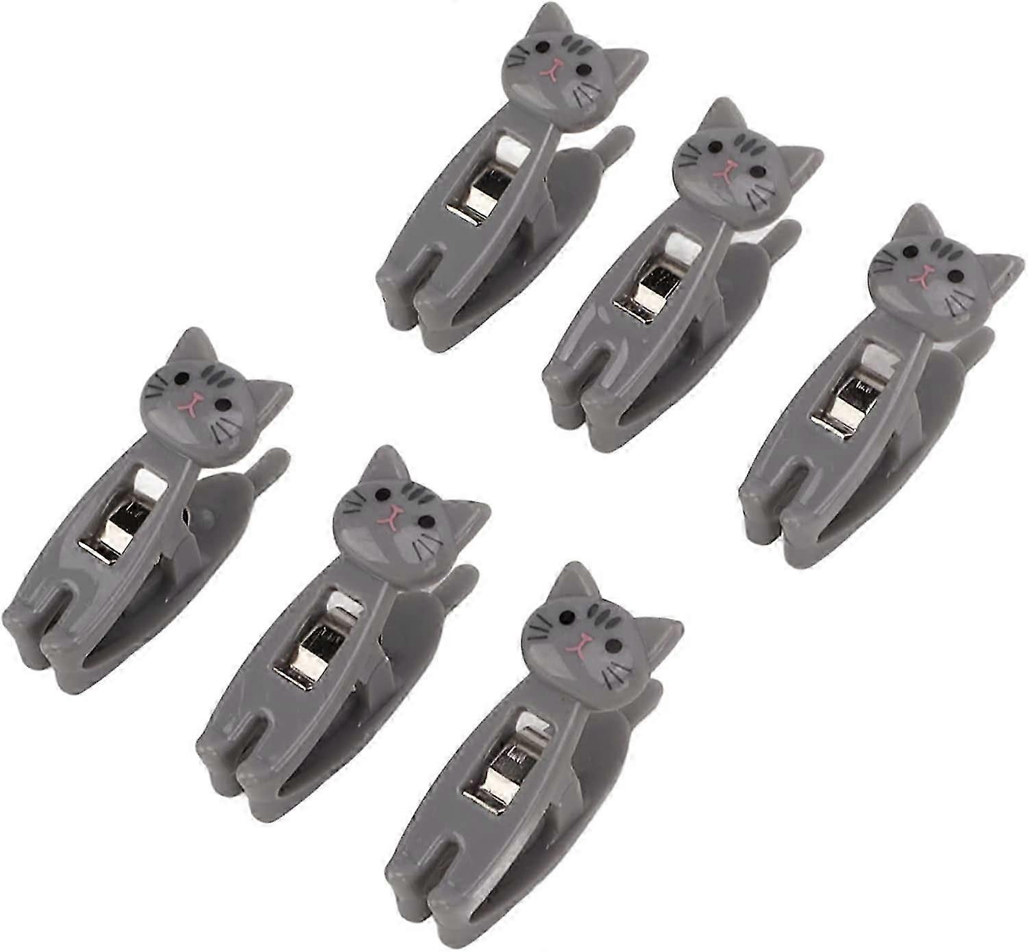 Cat Design Chip Clips, 6pcs Plastic Chip Bag Clip Kitchen Clips Multifunctional Small Clips (cinza)