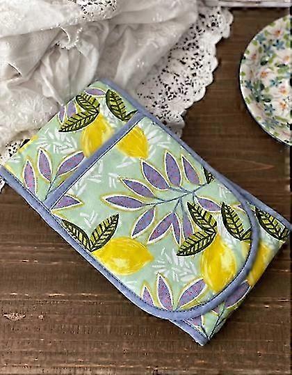 Lemon Long Double Oven Mitts, Heat-Resistant Design, Suitable for Baking Edition