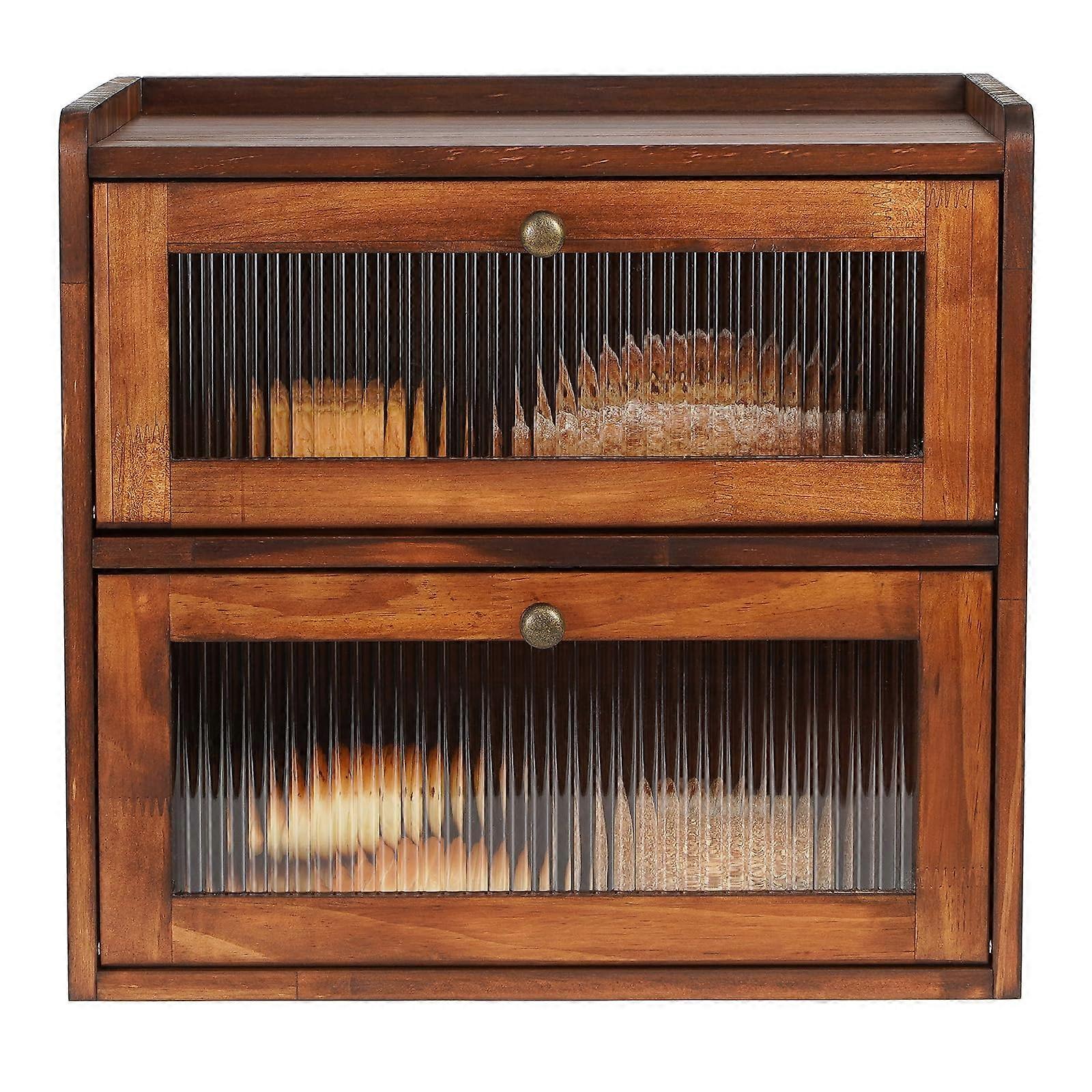 Wooden Vintage Farmhouse Bread Box for Kitchen Countertop Pantry Shelf