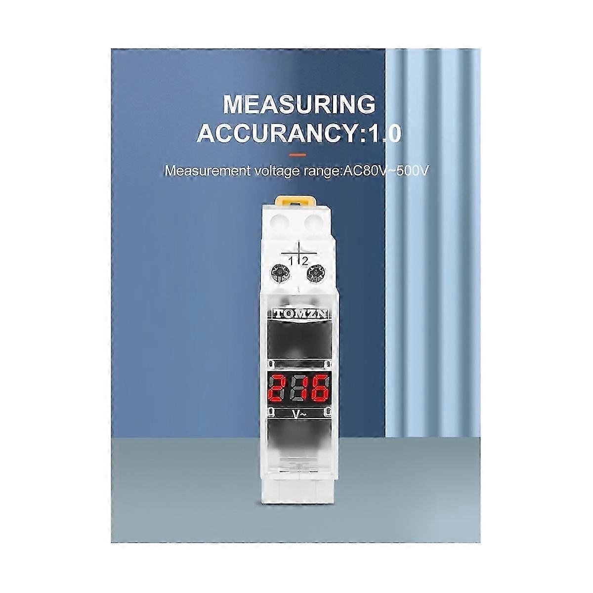 Din Rail Single Phase Voltage Meter AC 40-500V Modular Voltmeter Gauge Indicator LED Digital Displ