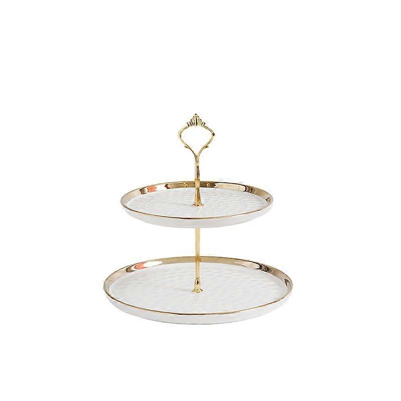 Luxurious Ceramic Two-Layer Detachable Fruit Plate for Wedding Round 2-Layer Plate