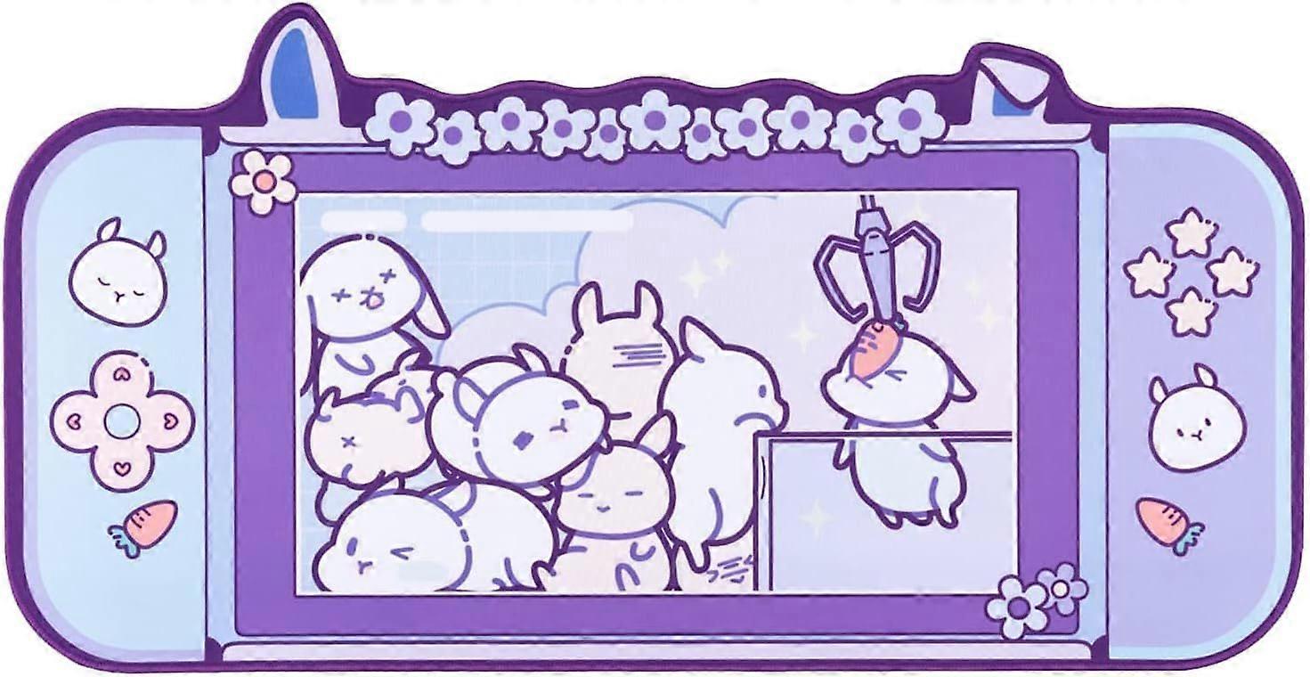 Cute Bunny Mouse Pad - Non-Slip Rubber Base Desk Met for Keyboard and Mouse, Perfect