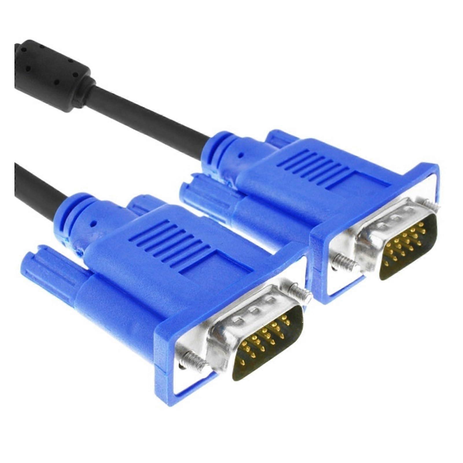10 Meters VGA Cable with Blue Head, 15-Pin 3+5 Core LCD Monitor Wire, Black Color, Compatible with VGA Devices