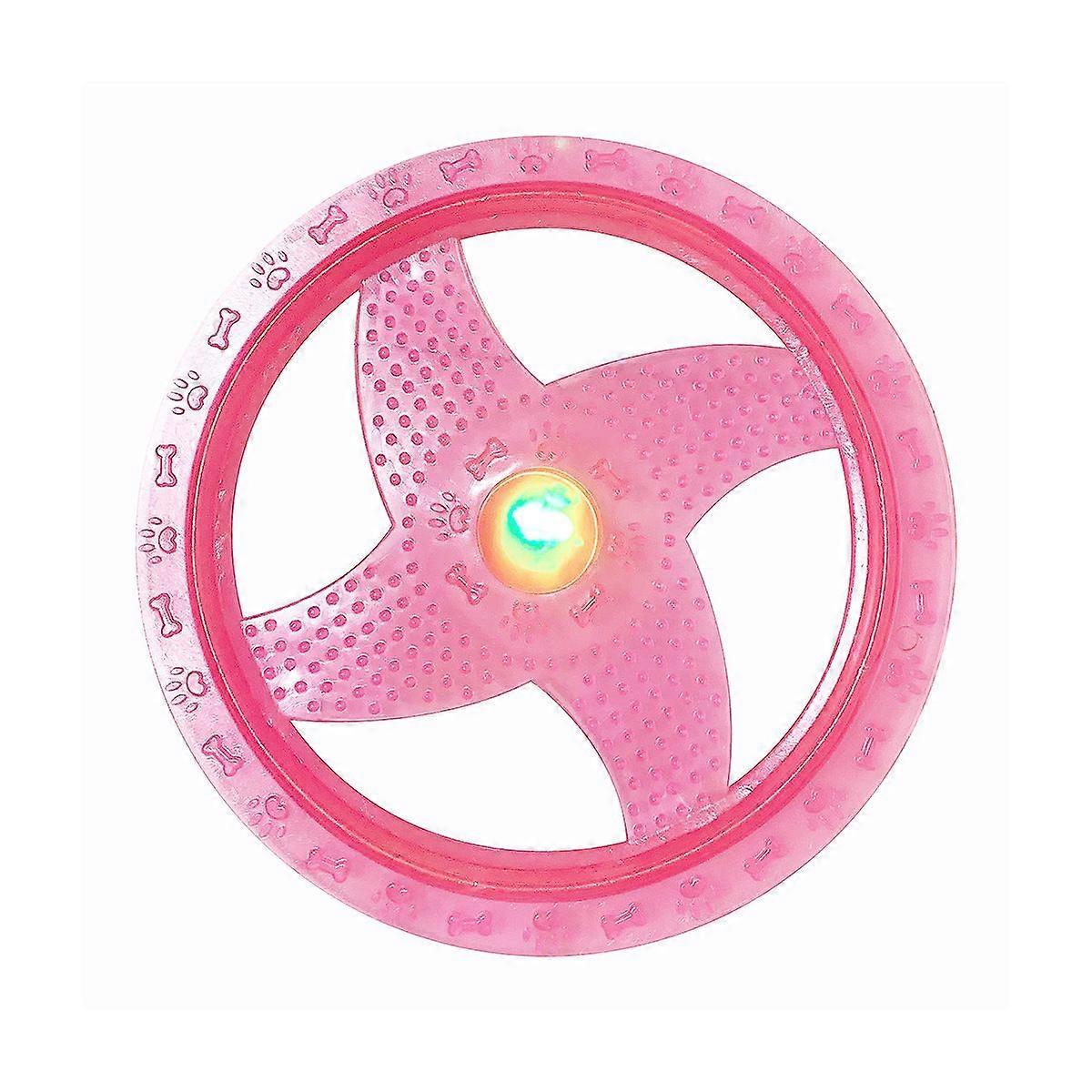 Dog flying disc with flashing LED lights for nighttime play