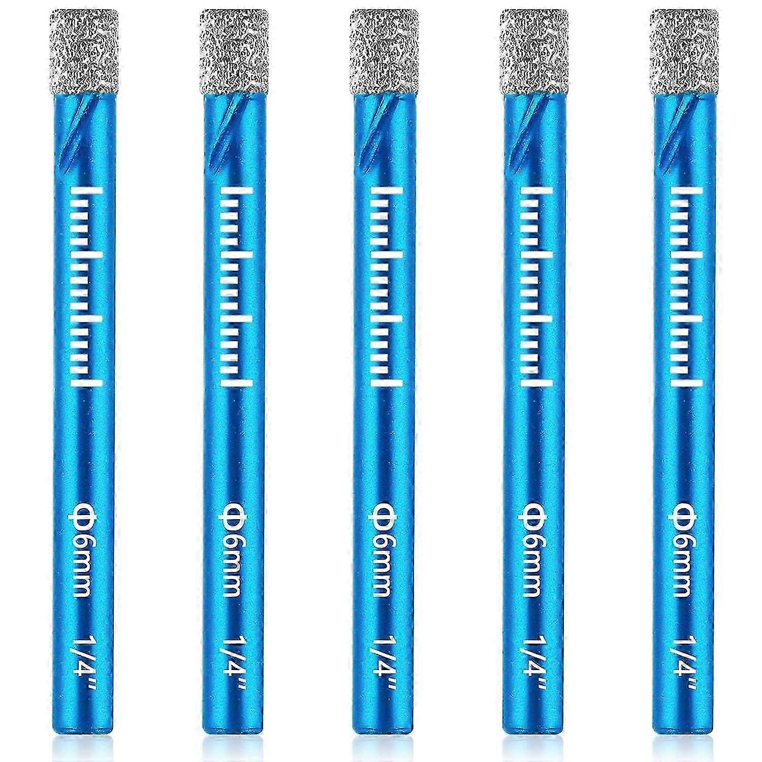 Tile Drill Bit, 5PCS 6mm Vacuum Brazed Diamond Drill Bits Brazed Tile Drill Bits